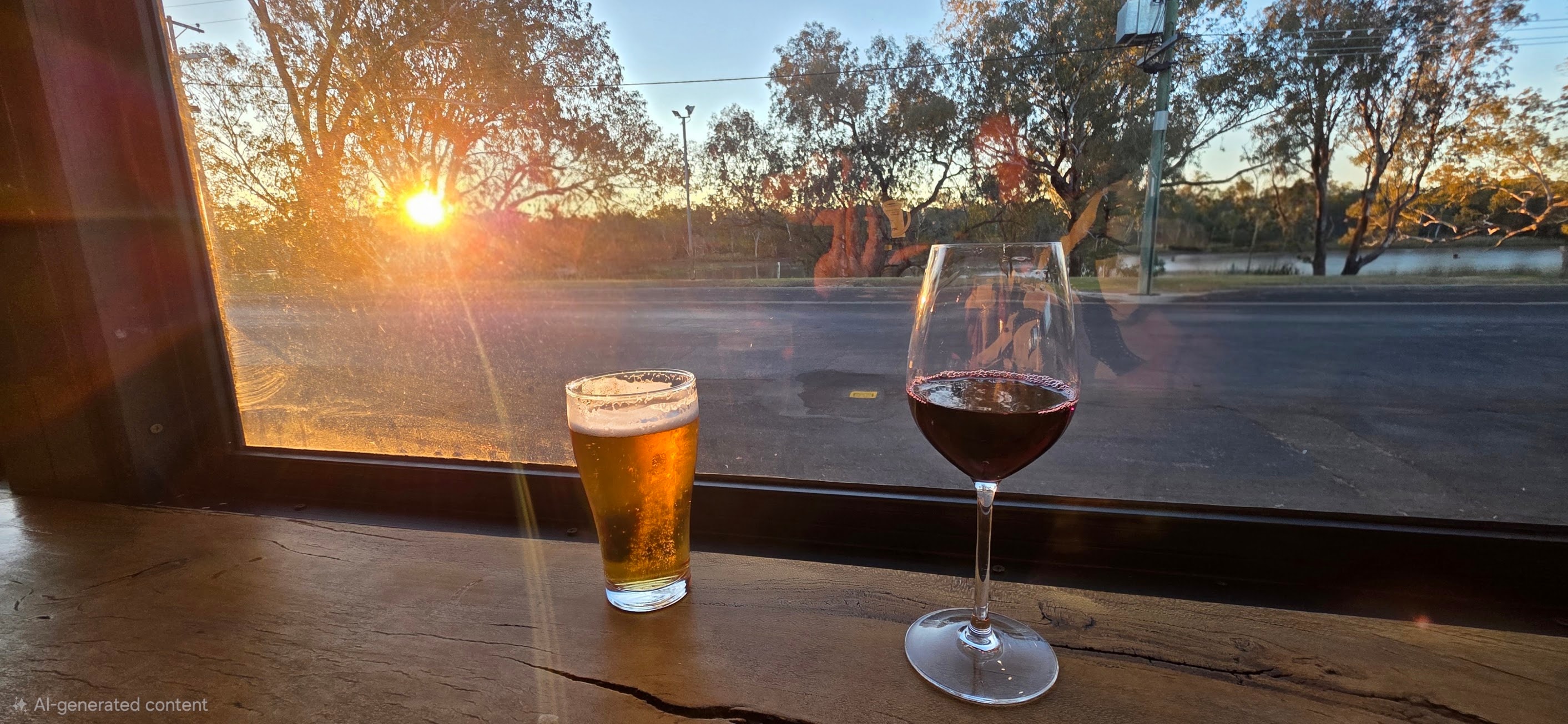 Cold drinks at sunset at a St George riverside pub